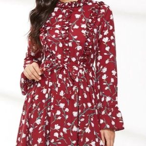 Red floral dress